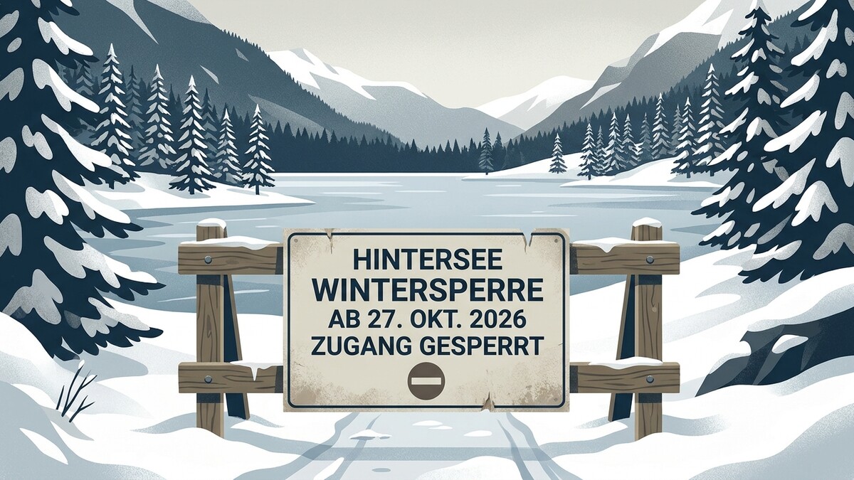 Hintersee Wintersperre ab 27. Okt. 2026: Zugang gesperrt, verschneite Berglandschaft