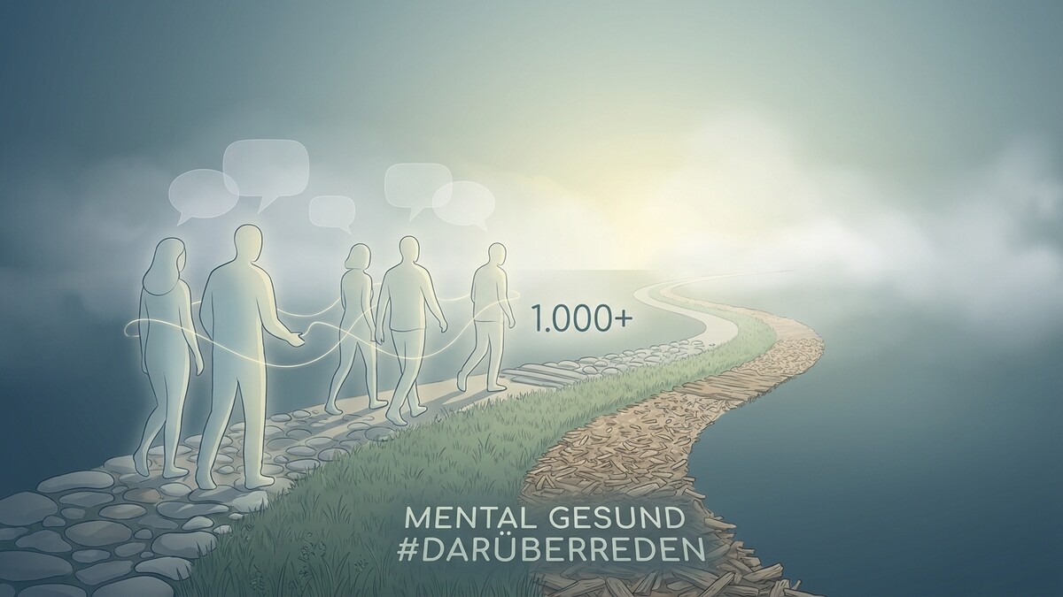 Menschen gehen einen Weg entlang, 1.000+ #Darüberreden Mental Gesund