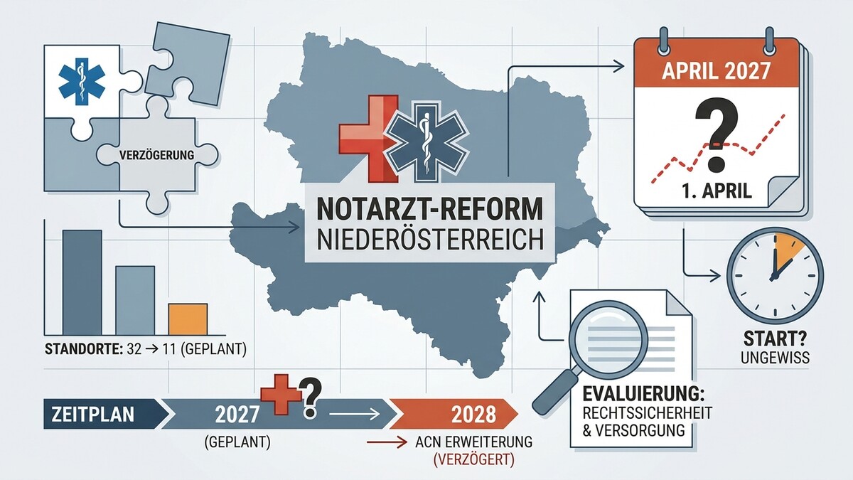 Notarzt-Reform Niederösterreich: Zeitplan mit Verzögerung, Evaluierung und ungewissem Start