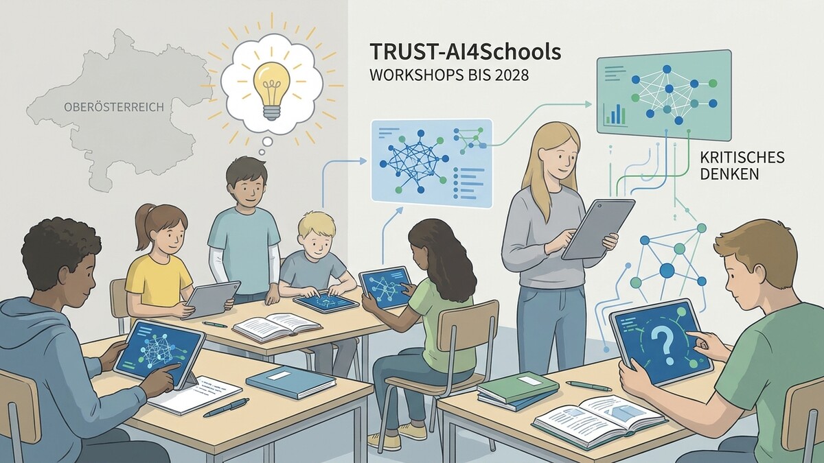 Kinder lernen in Oberösterreich bei TRUST-AI4Schools kritisch zu denken.