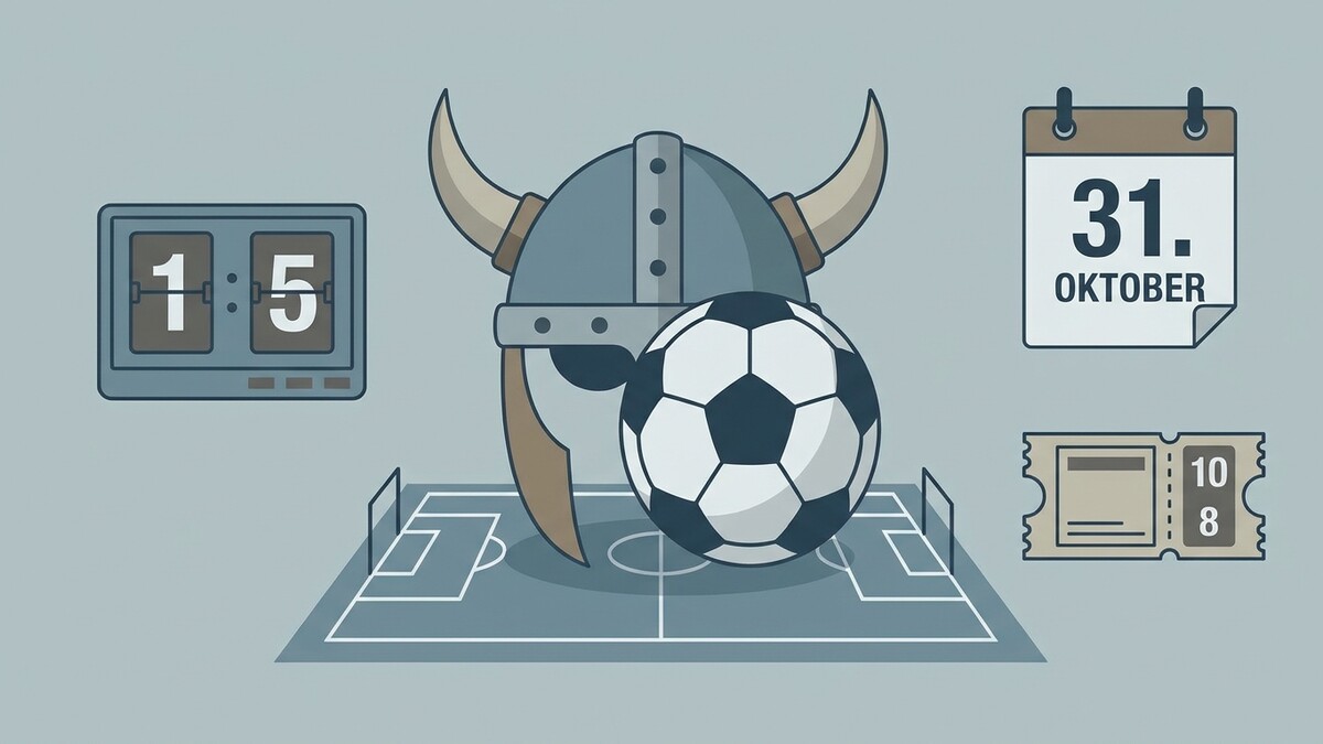 Fußballspiel: Wikingerhelm, Ball, Anzeigetafel, Kalender 31. Oktober, Ticket