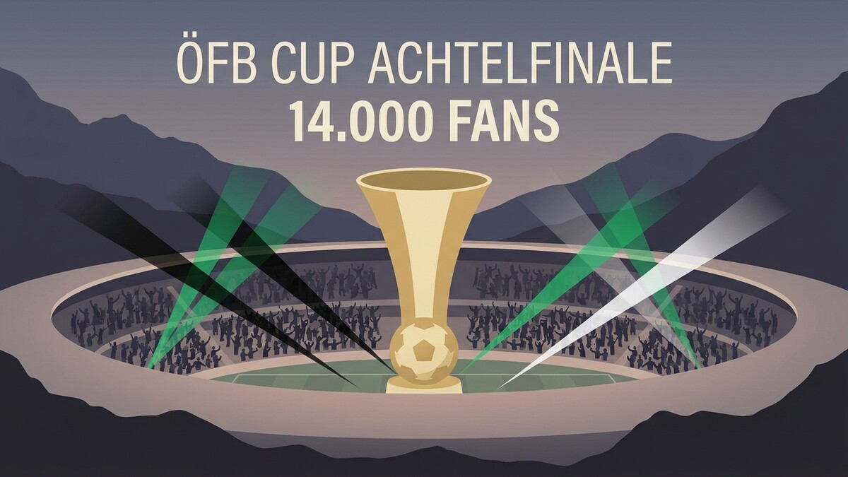 ÖFB Cup Achtelfinale mit 14.000 Fans und Pokal vor Bergkulisse
