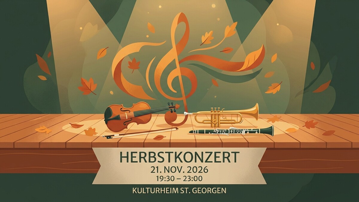 Herbstkonzert mit Geige, Trompete und Klarinette am 21. Nov. 2026 im Kulturheim St. Georgen