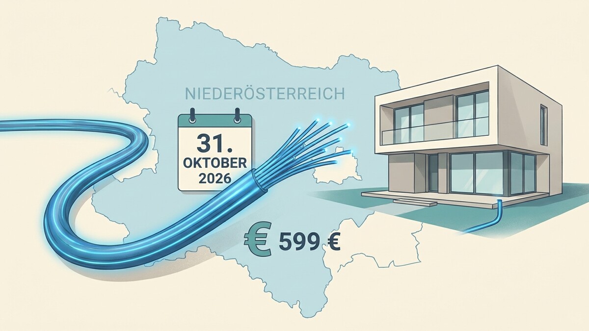 Glasfaserausbau Niederösterreich bis 31. Oktober 2026 mit Kosten von 599 Euro.
