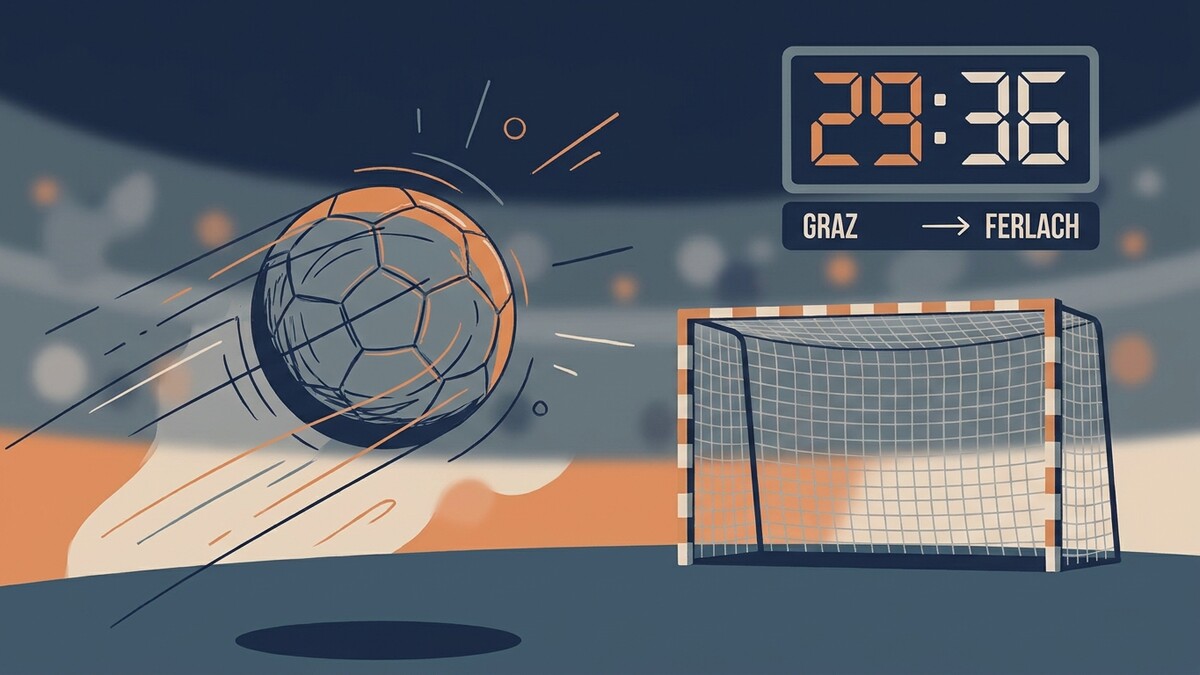 Handballspiel Graz gegen Ferlach mit Anzeigetafel 29:36