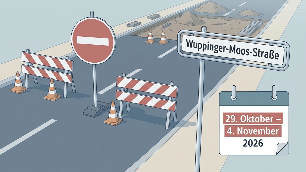 Straßensperre Wuppinger-Moos-Straße mit Kalender 29. Oktober – 4. November 2026