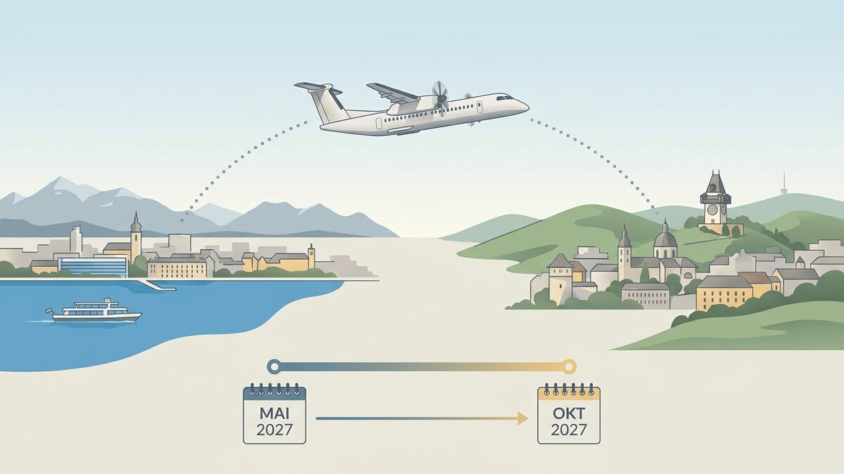Flugzeug verbindet zwei österreichische Städte, Mai und Okt 2027