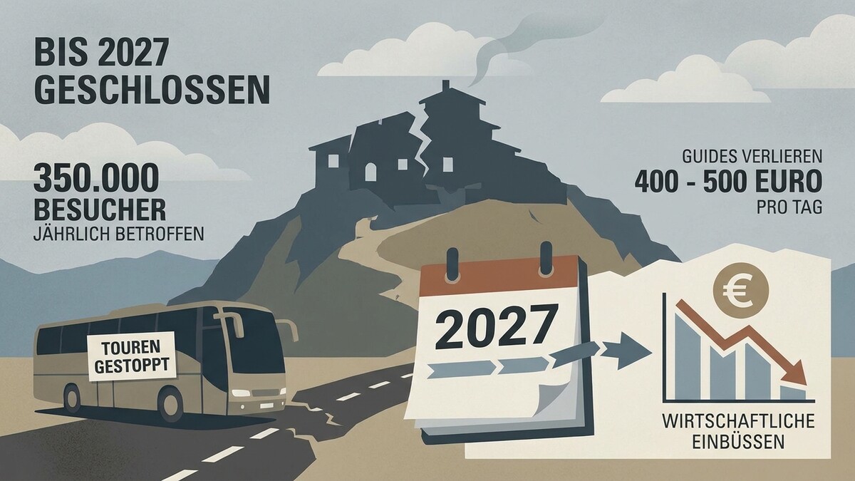 Schließung bis 2027: 350.000 Besucher betroffen, Touren gestoppt, Guides verlieren 400-500€ pro Tag, wirtschaftliche Einbußen
