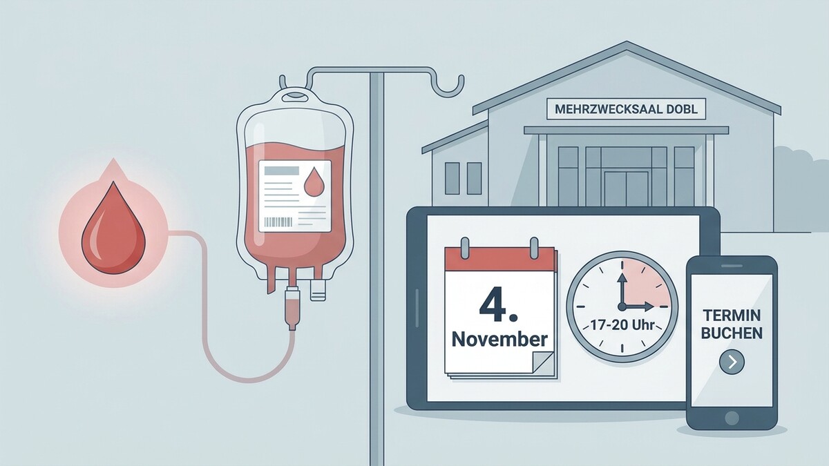 Blutspende im Mehrzwecksaal Dobel: Terminbuchung am 4. November von 17-20 Uhr.