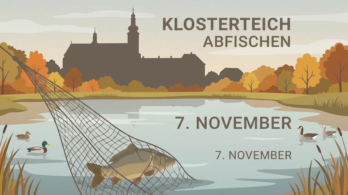 Klosterteich abfischen am 7. November mit Netz und Karpfen