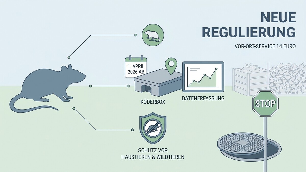Rattenbekämpfung: Köderbox, Datenerfassung, Schutz vor Haustieren, Ab 1. April 2026