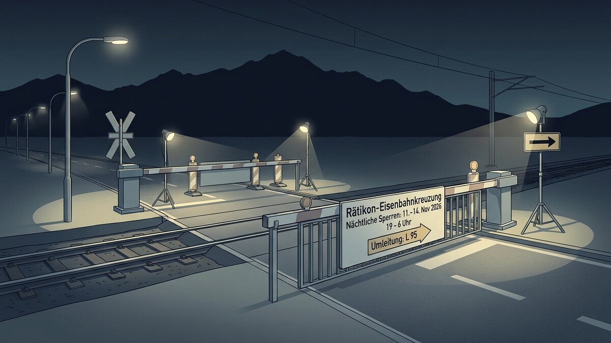Rätikon-Eisenbahnkreuzung nächtliche Sperren 11.-14. Nov 2026 Umleitung L95