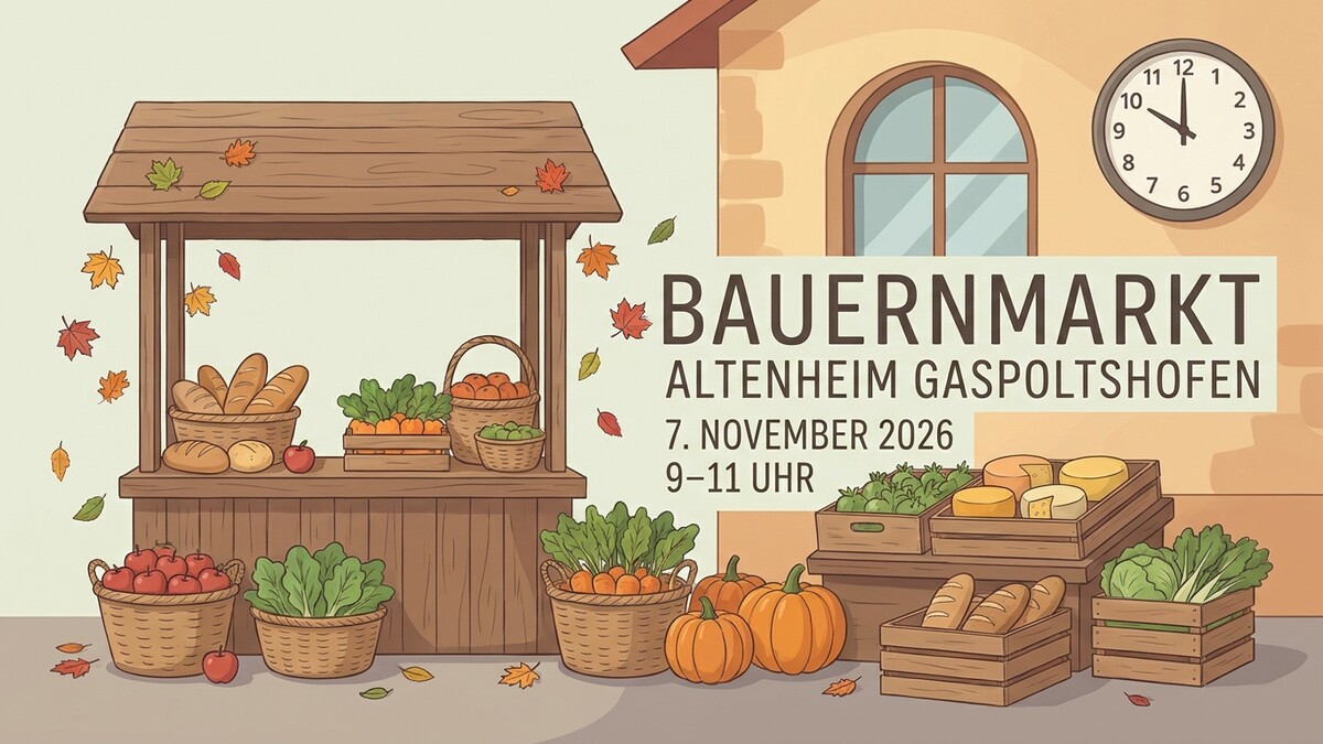 Bauernmarkt Altenheim Gaspoltshofen am 7. November 2026 mit frischem Gemüse, Obst und Brot