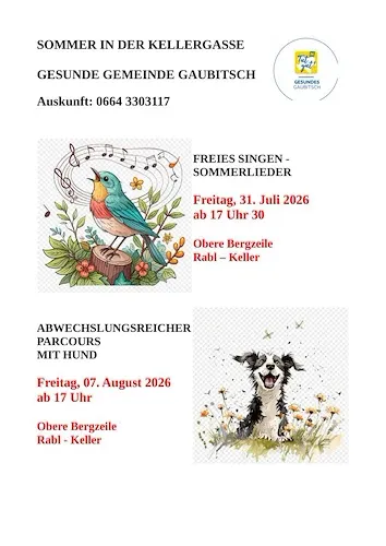 Sommer in der Kellnergasse: Freies Singen und Parcours mit Hund in Gaubitsch