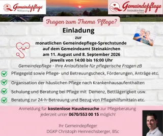 Gemeindepfleger Christoph Heinrichsberger berät zu Pflegefragen im Gemeindeamt Steinakirchen