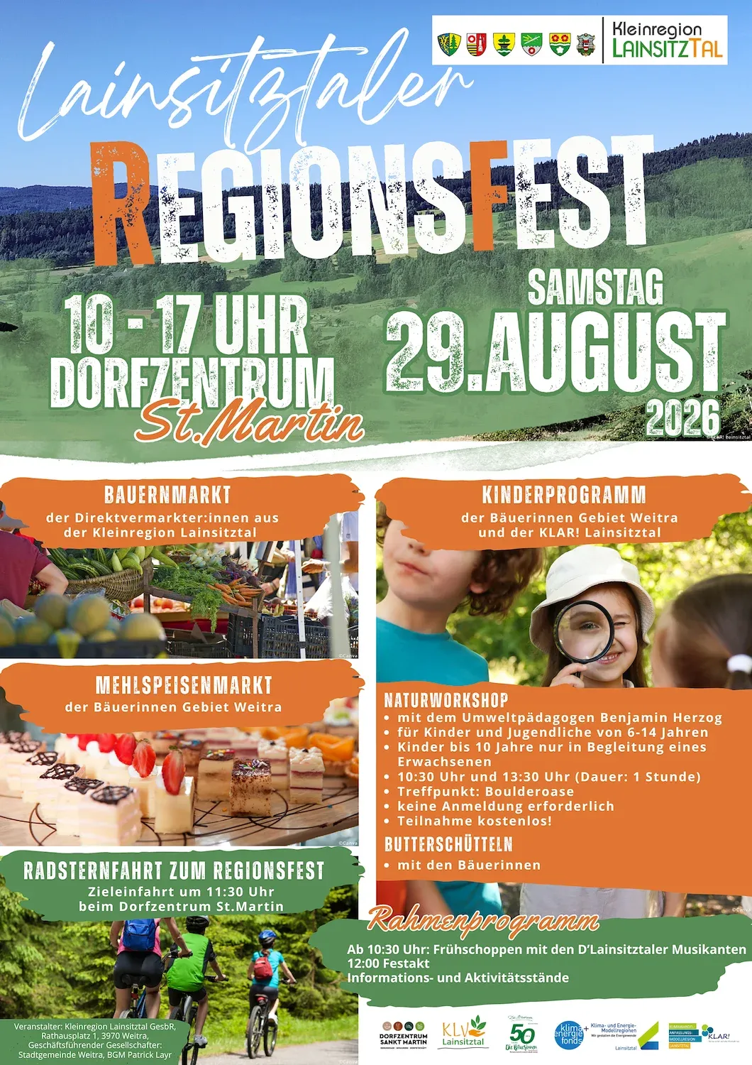 Lainzer Regioinsfest in St. Martin am 29. August 2026 mit Bauernmarkt und Kinderprogramm