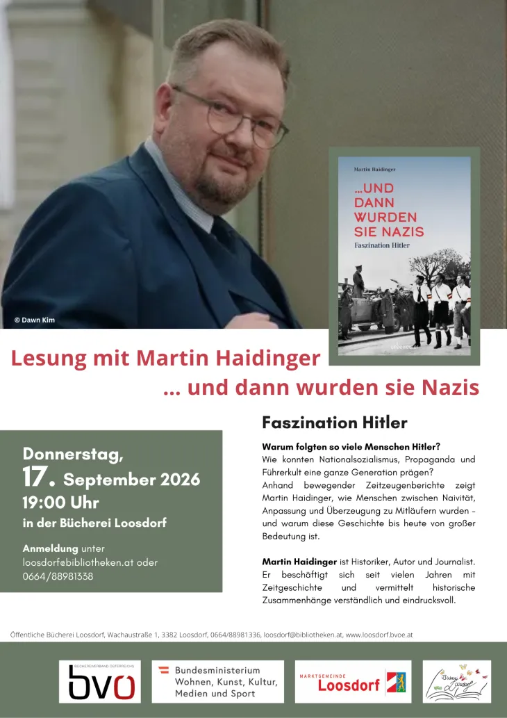 Martin Haidinger, Historiker, liest in Loosdorf aus seinem Buch "...und dann wurden sie Nazis"